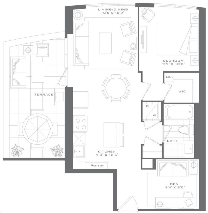 Thunderbird Condos by Edilcan |2D-T Floorplan 1 bed & 1 bath