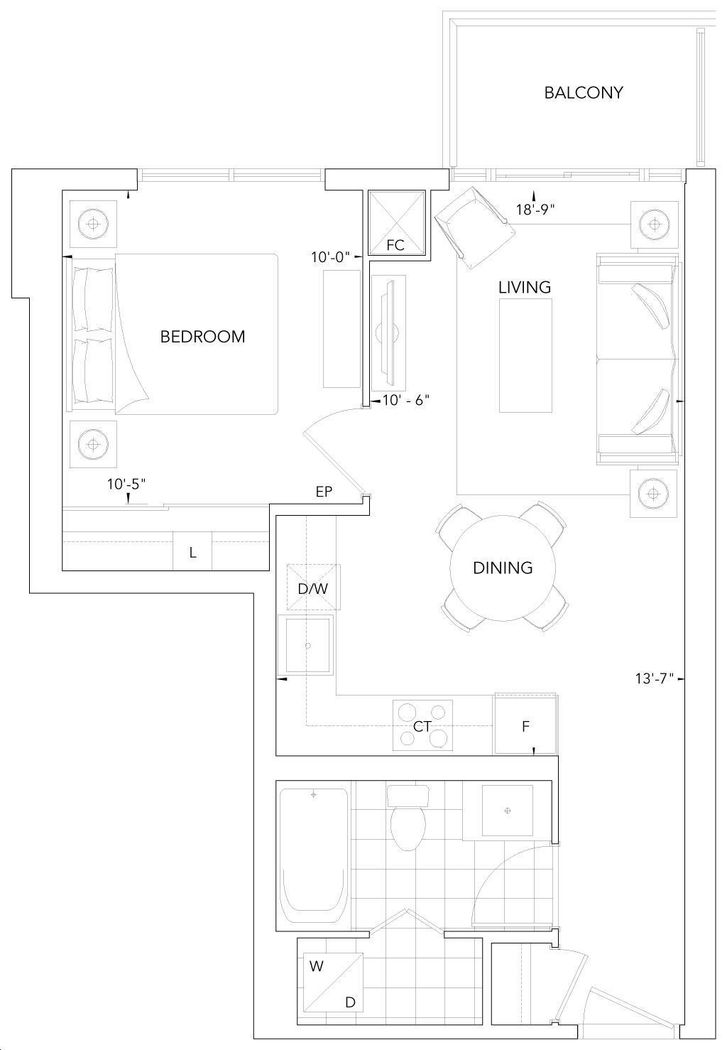 Trio at Atria by Tridel |1B Floorplan 1 bed & 1 bath