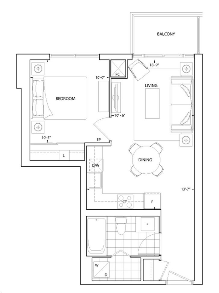 Trio at Atria by Tridel |1BR Floorplan 1 bed & 1 bath