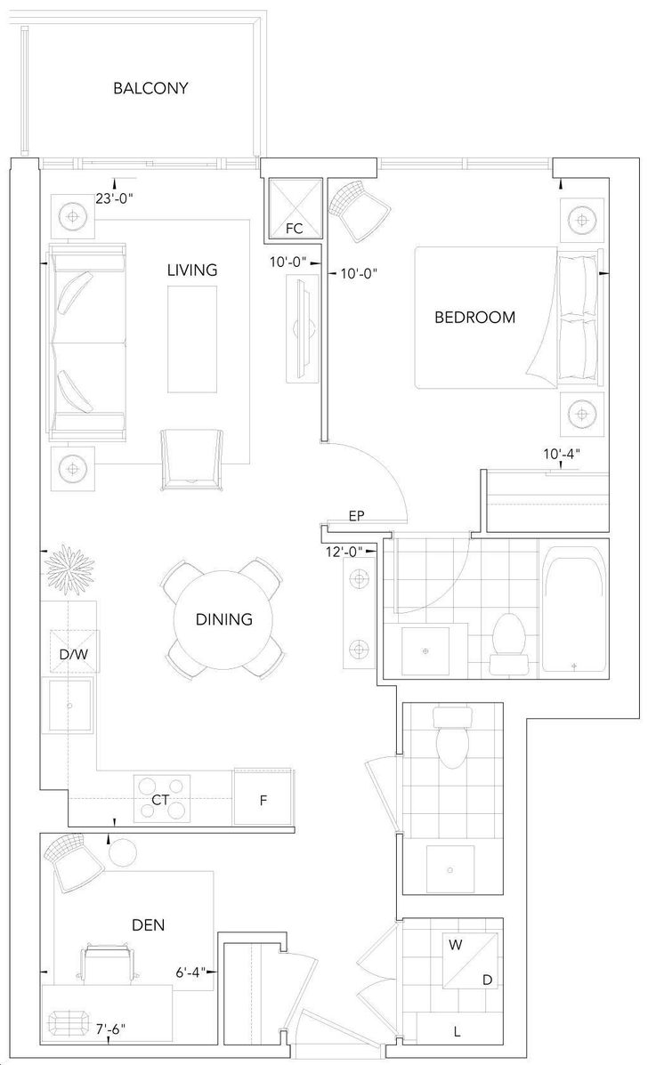 Trio at Atria by Tridel |1F+D Floorplan 1 bed & 1.5 bath