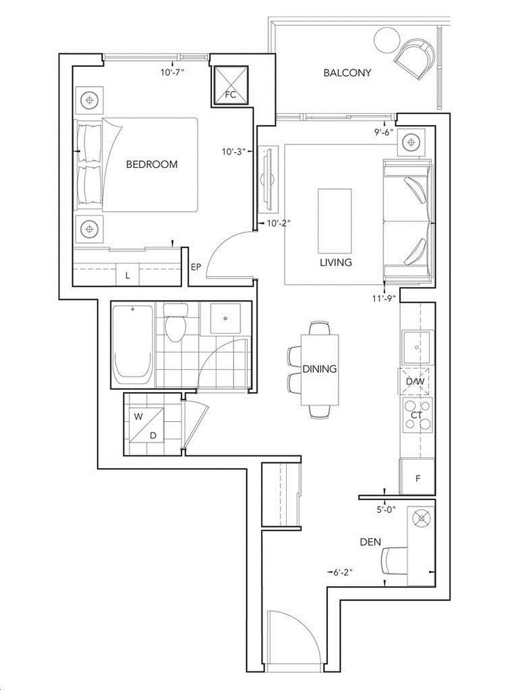 Trio at Atria by Tridel |1K+D Floorplan 1 bed & 1 bath