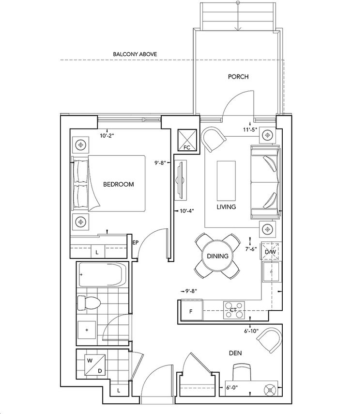 Trio at Atria by Tridel |1L+D Floorplan 1 bed & 1 bath