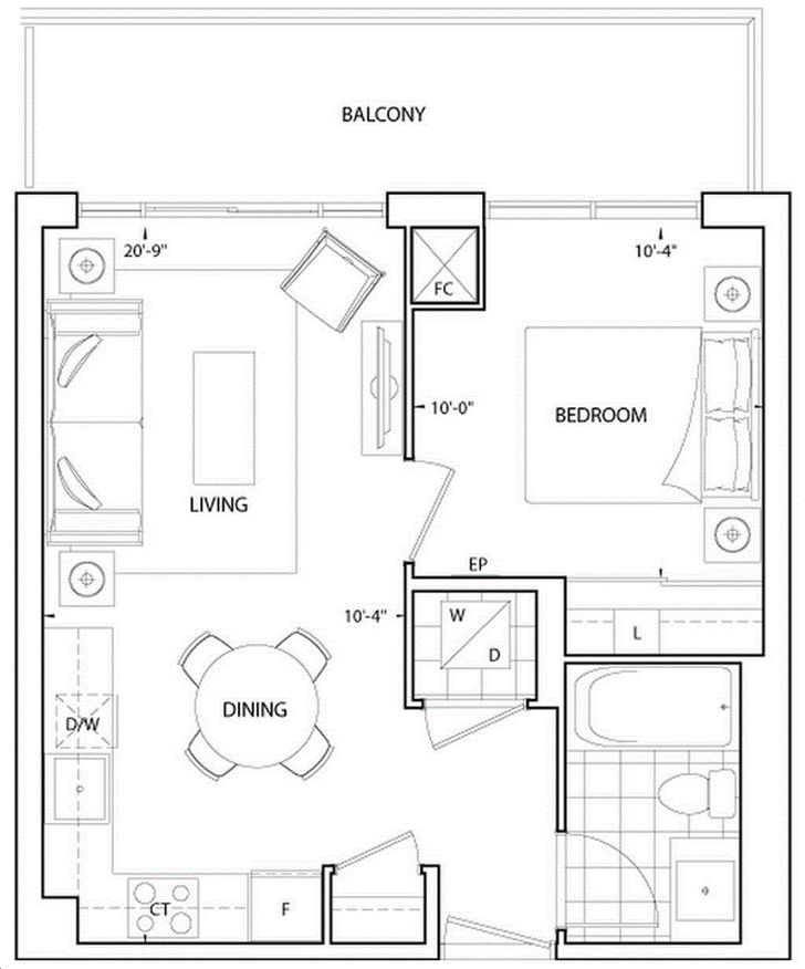 Trio at Atria by Tridel |1M Floorplan 1 bed & 1 bath