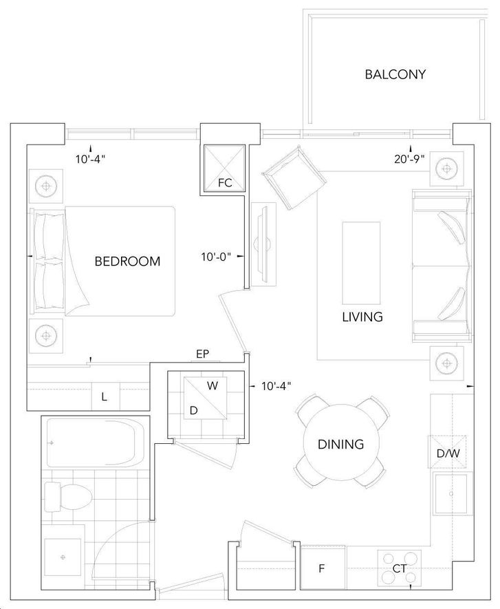 Trio at Atria by Tridel |1MR Floorplan 1 bed & 1 bath