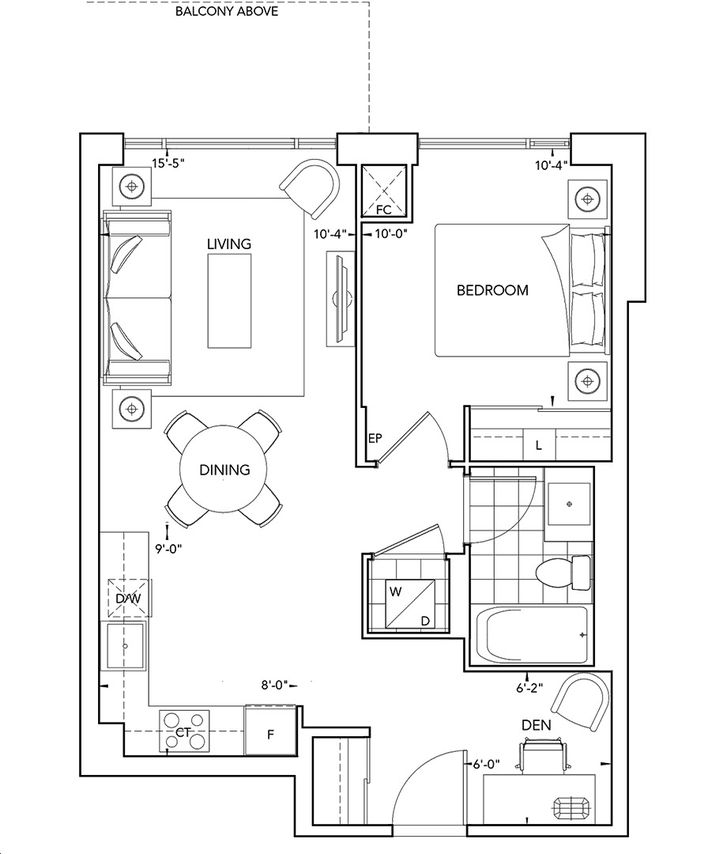 Trio at Atria by Tridel |1T1+D Floorplan 1 bed & 1 bath