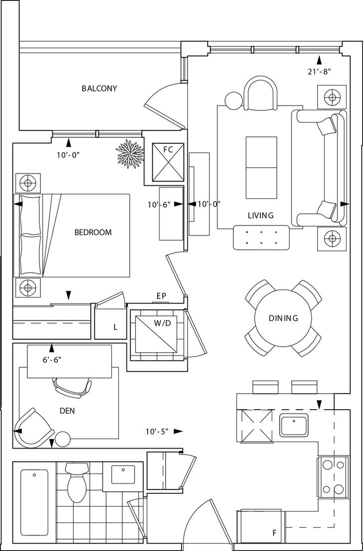 Two Old Mill by Tridel |1E+D Floorplan 1 bed & 1 bath