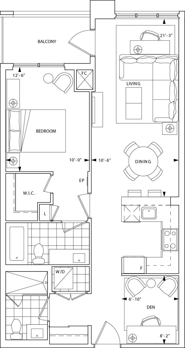 Two Old Mill by Tridel |1Q+D Floorplan 1 bed & 2 bath