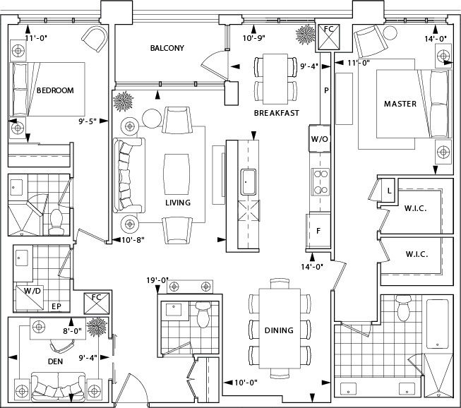 Two Old Mill by Tridel |GPH10 Floorplan 2 bed & 2.5 bath