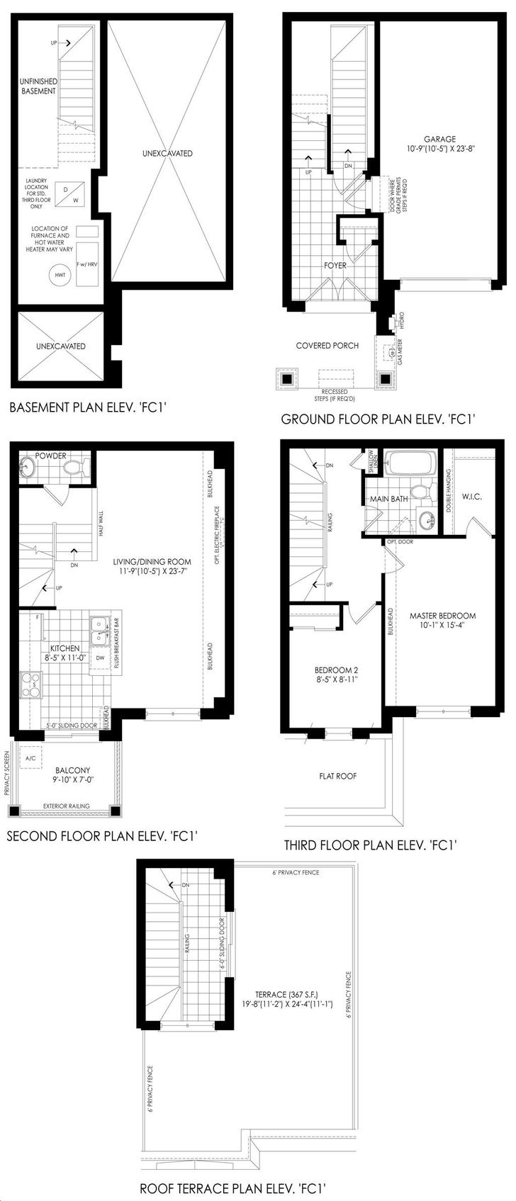 Union Village Towns by Minto Rouge 1 Floorplan bed & bath