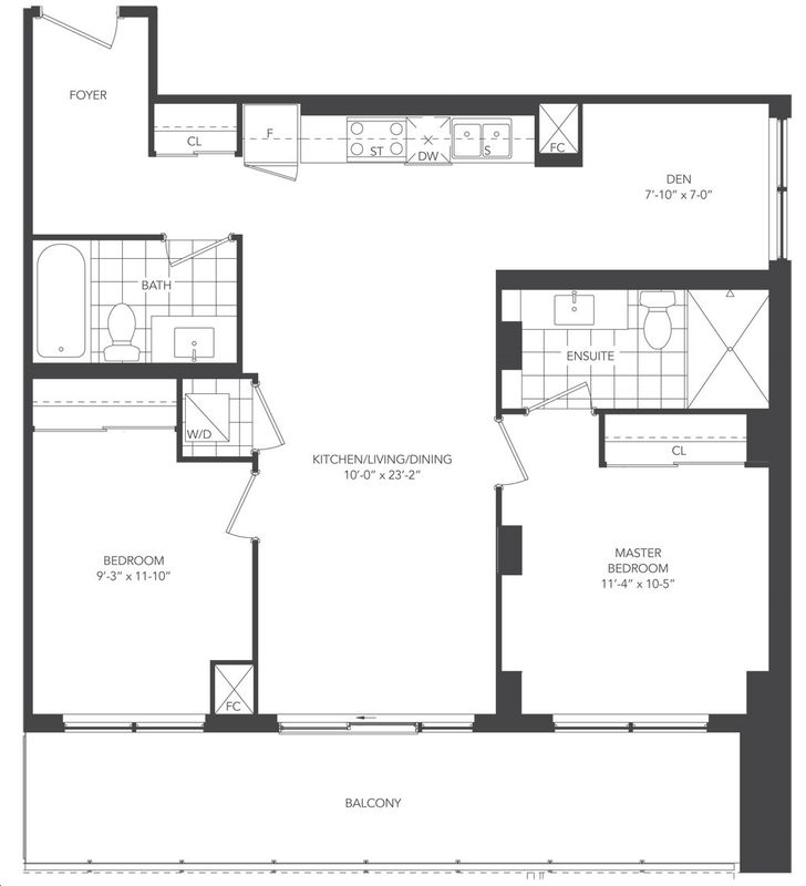 Universal City Condos by Chestnut-Hill |2H+D Floorplan 2 bed & 2 bath