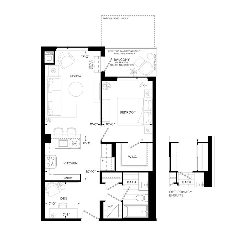 Upper West Side Condos by Branthaven |El Dorado Floorplan 1 bed & 1 bath