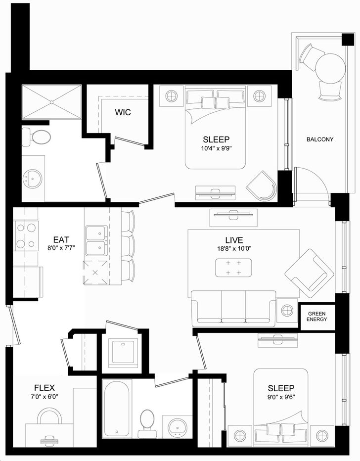 Utopia Condos by New-Horizon |Arcadia Floorplan 2 bed & 2 bath