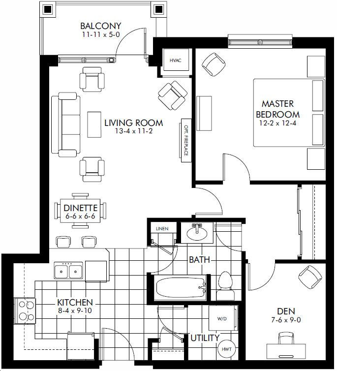 V2 Condos by VanMar Homes |Coral Floorplan 1 bed & 1 bath