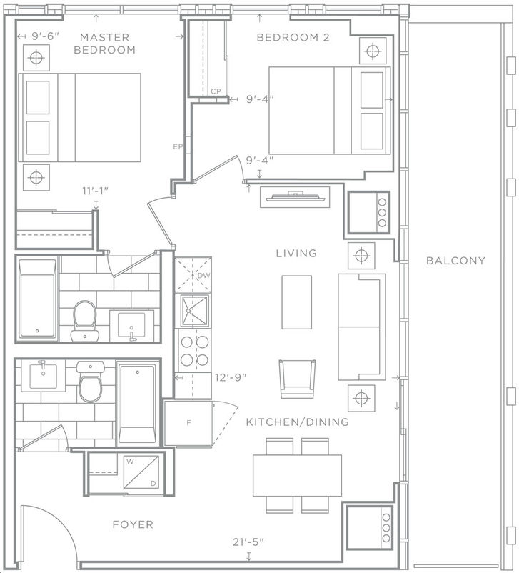 Valera Condos 2 by ADI |Mayflower 02 Floorplan 2 bed & 2 bath