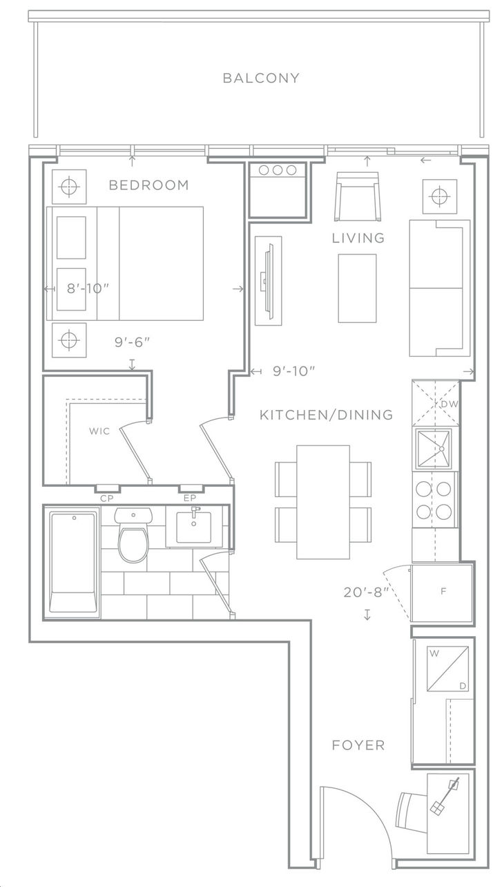 Valera Condos by ADI |Bergamot Floorplan 1 bed & 1 bath