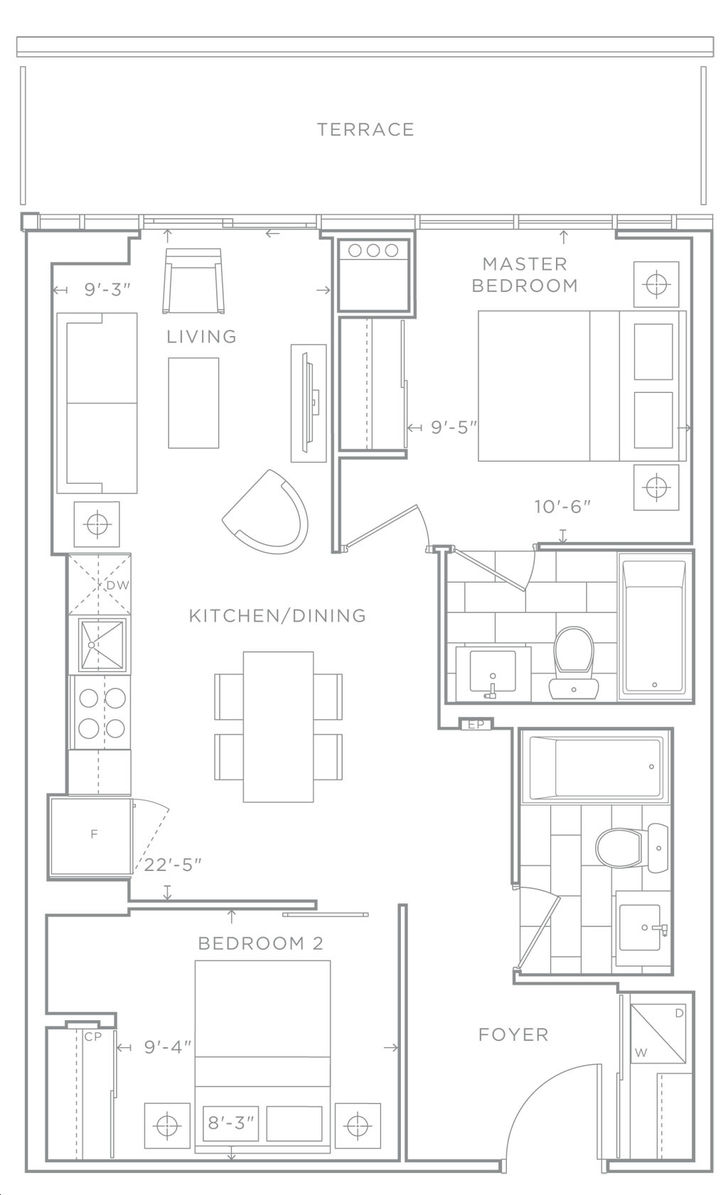 Valera Condos by ADI |Pine Floorplan 2 bed & 2 bath