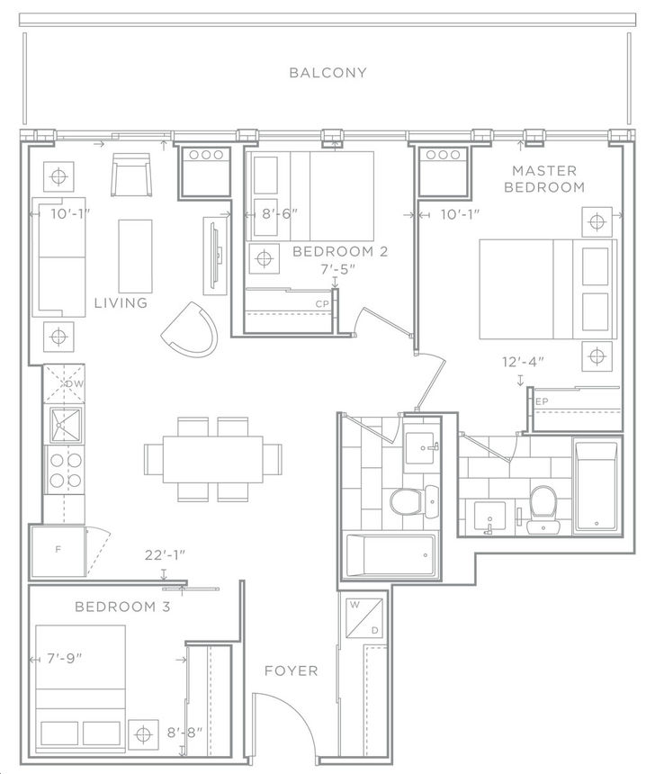 Valera Condos by ADI |Poplar Floorplan 3 bed & 2 bath