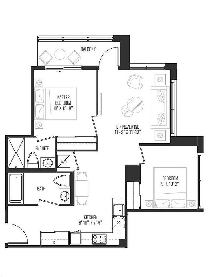 Vanguard Condos by Devron-Developments |1006 Floorplan 2 bed & 2 bath