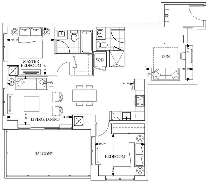 Vendôme Markham by H&W |Gabrielle 1007 Floorplan 2 bed & 2 bath