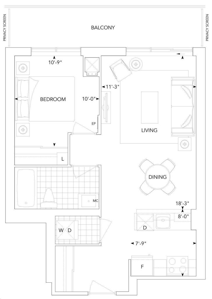 Ventus 2 at Metrogate by Tridel |1E1 Floorplan 1 bed & 1 bath