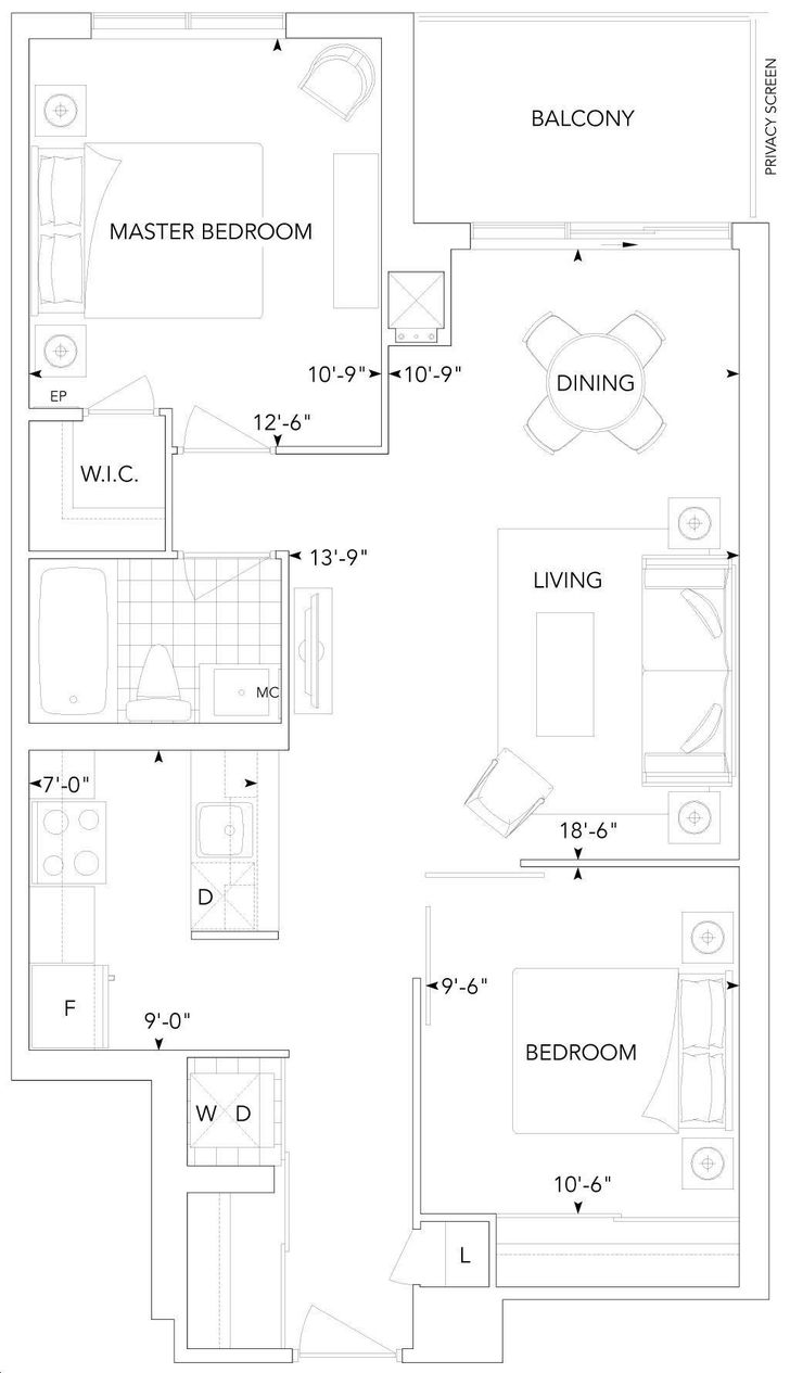 Ventus 2 at Metrogate by Tridel |2M Floorplan 2 bed & 1 bath