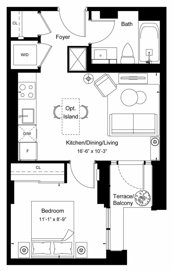 Verge East Condos by Riocan |476 Floorplan 1 bed & 1 bath