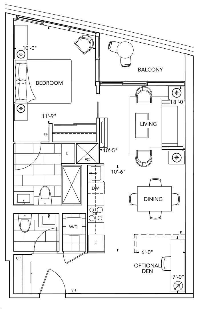 Via Bloor Condos 2 by Tridel 1D+D2 Floorplan 1 bed & 1.5