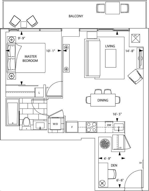 Via Bloor Condos by Tridel |1D+D Floorplan 1 bed & 1 bath