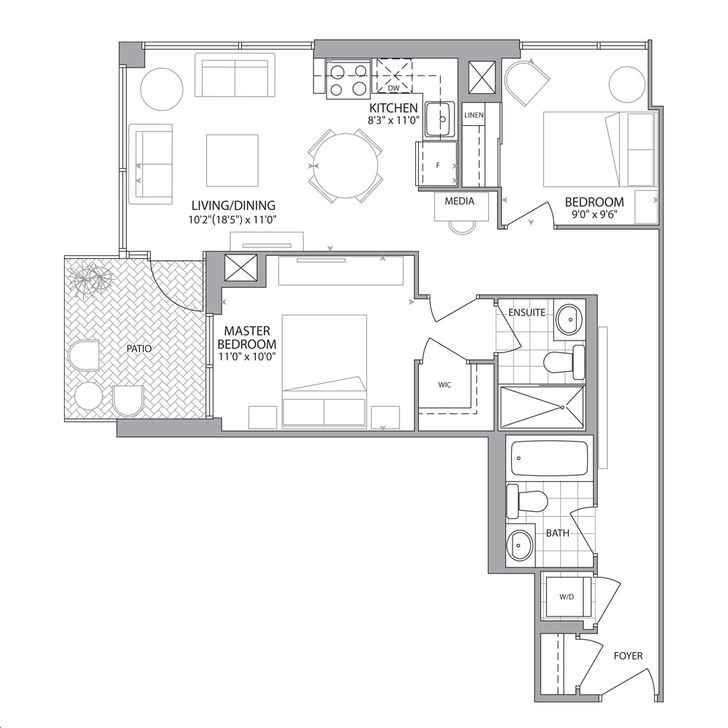 Victoria Common by Queensgate |2A Floorplan 2 bed & 2 bath