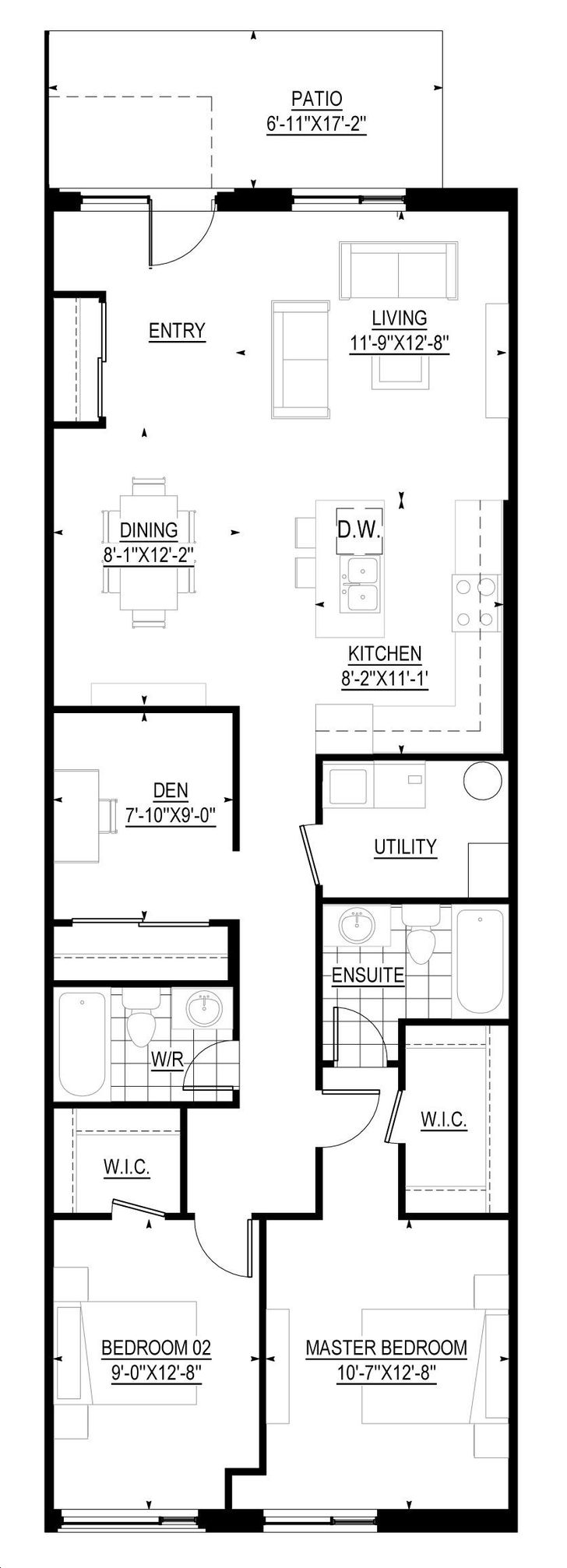 Victoria Garden Towns by 95-Developments |Unit D102 Floorplan 2 bed & 2 ...