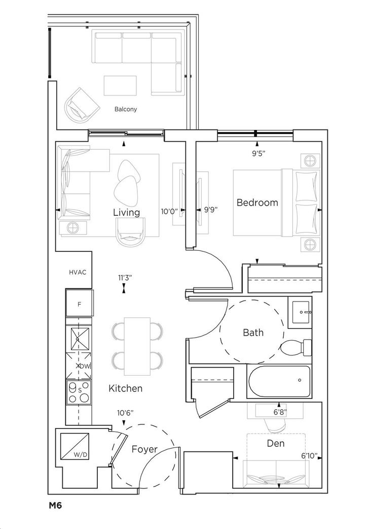 Vincent Condos by Rosehaven |Herringbone (BF) Floorplan 1 bed & 1 bath