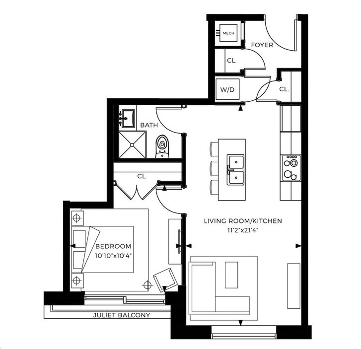 Vista 3 Condos by Van-Kleef-Group |Cedar Floorplan 1 bed & 1 bath