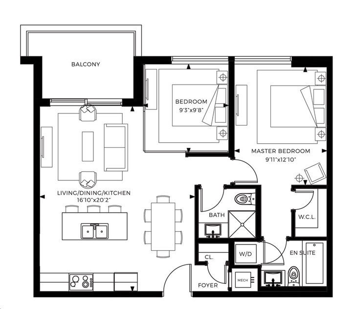 Vista 3 Condos by Van-Kleef-Group |Spruce Floorplan 2 bed & 2 bath