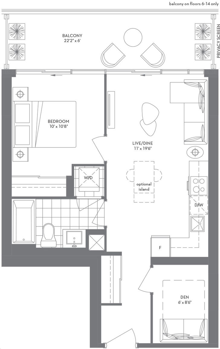 Vita on the Lake 2 Condos by Mattamy |V1D-01/11 Floorplan 1 bed & 1 bath