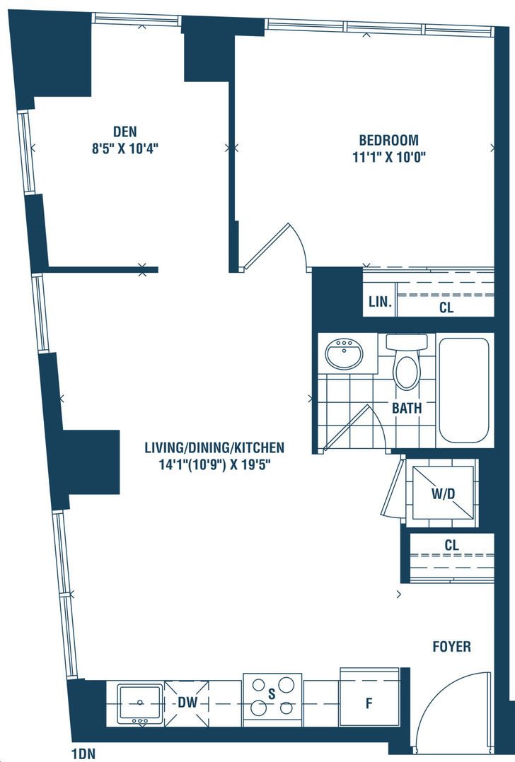 Water’s Edge at the Cove by Conservatory |Barbados Floorplan 1 bed & 1 bath