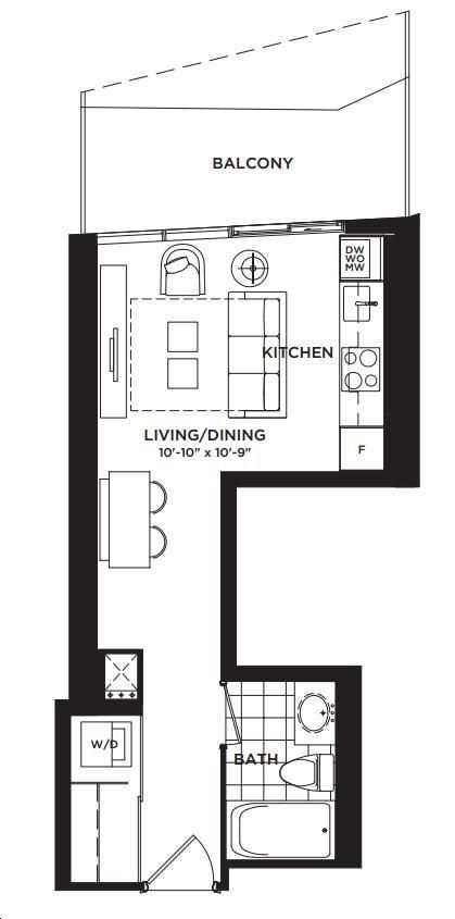 Wellesley On the Park by Lanterra |Bedford Park Floorplan 0 bed & 1 bath