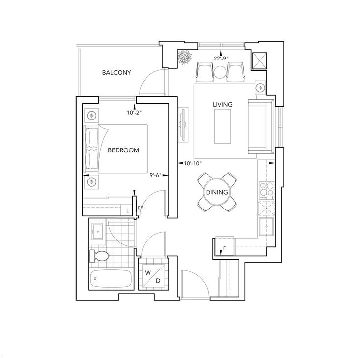 West Village Condos by Tridel |1M Floorplan 1 bed & 1 bath