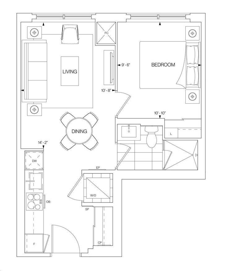 Westerly Condos by Tridel |1A Floorplan 1 bed & 1 bath