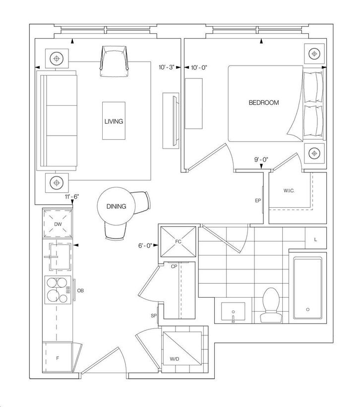 Westerly Condos by Tridel |1C Floorplan 1 bed & 1 bath