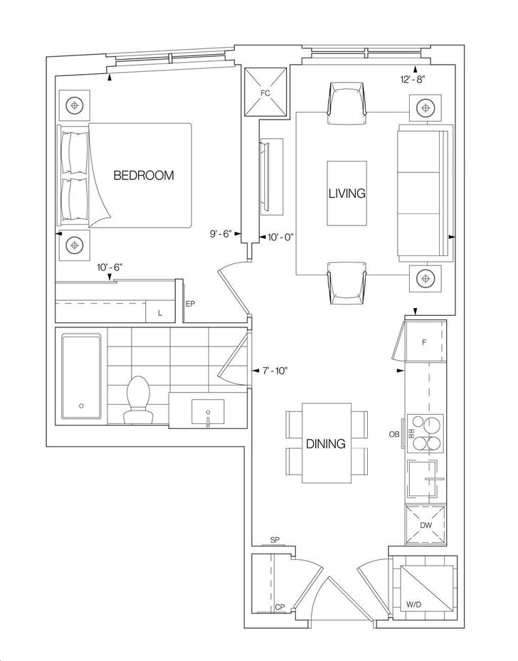 Westerly Condos by Tridel |1E Floorplan 1 bed & 1 bath