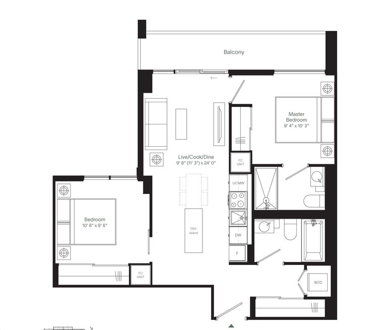 Westport Condos by Edenshaw |2N2-R Floorplan 2 bed & 2 bath