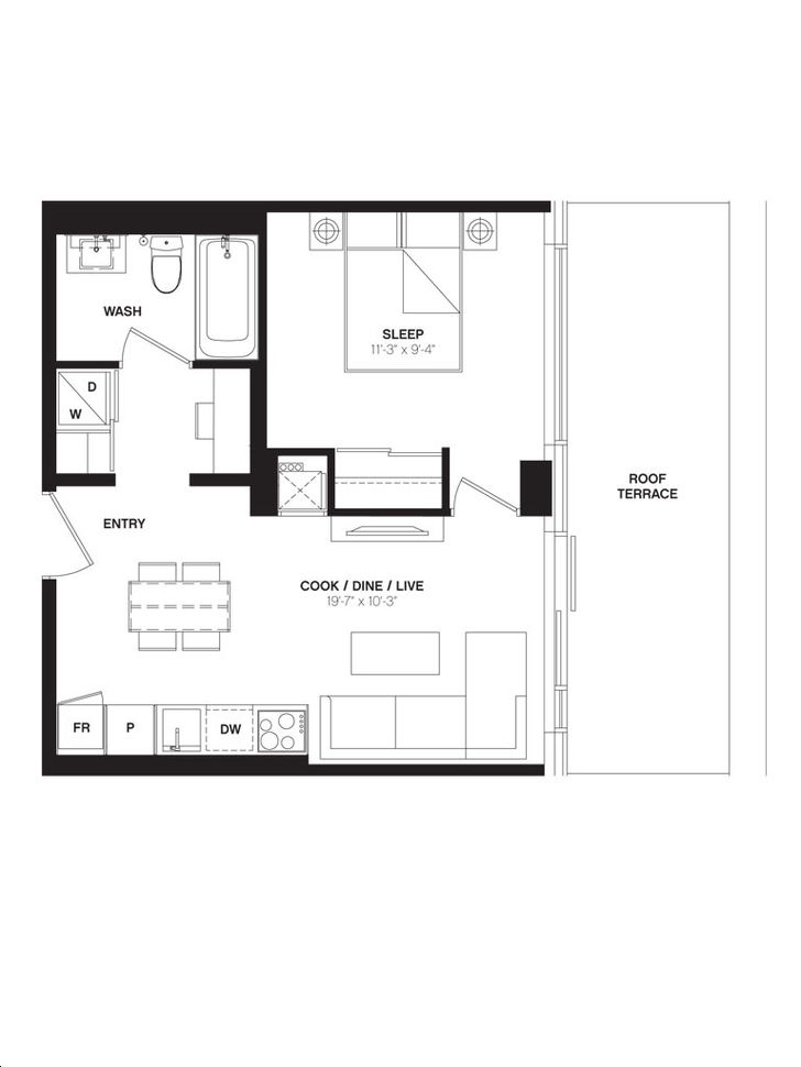 Whitehaus Condos by Lifetime |W476 Floorplan 1 bed & 1 bath