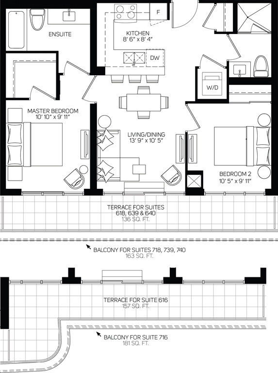 Xpression Condos on Yonge by Zancor |BOLD736 Floorplan 2 bed & 2 bath