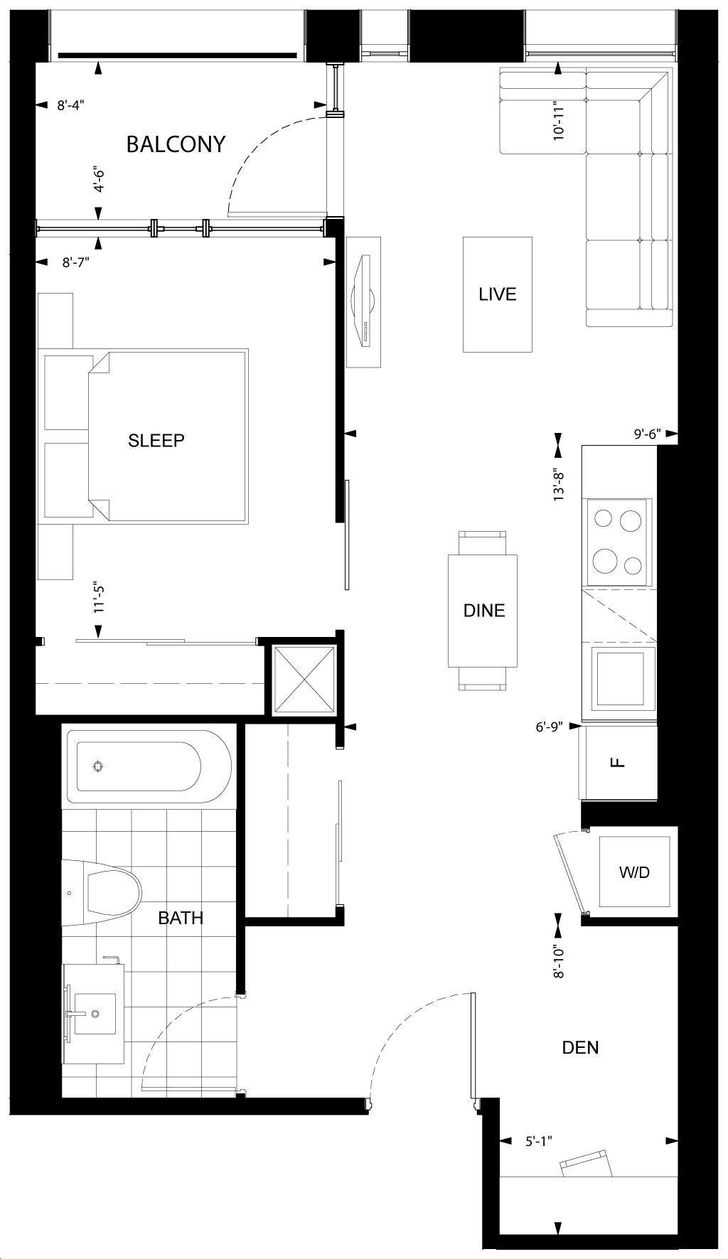 Yonge Rich Condos by Great-Gulf |Pembroke Floorplan 1 bed & 1 bath