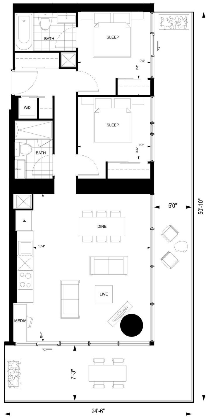 Yonge Rich Condos by GreatGulf UNION Floorplan 2 bed & 2