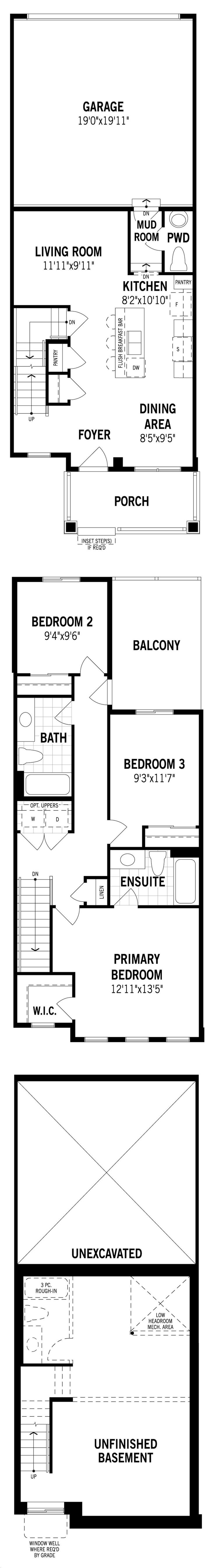 Yorkville Homes Calgary by Mattamy |The Brooke TH Floorplan 3 bed & 2.5 ...