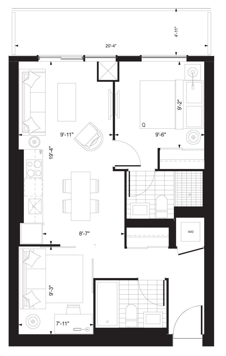 e2 Condos by Metropia Castlefield Floorplan 1 bed & 1 bath