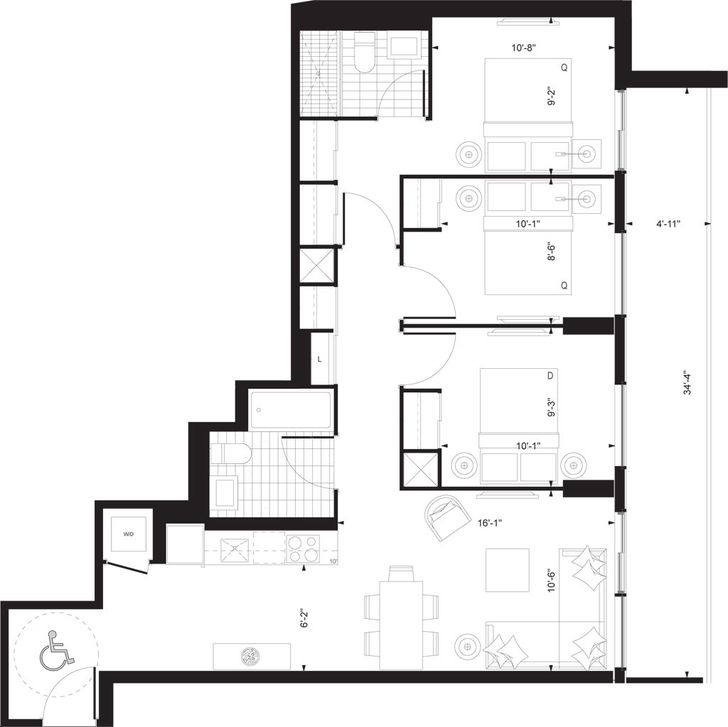 e2 Condos by Metropia Roehampton (BF) Floorplan 3 bed & 2
