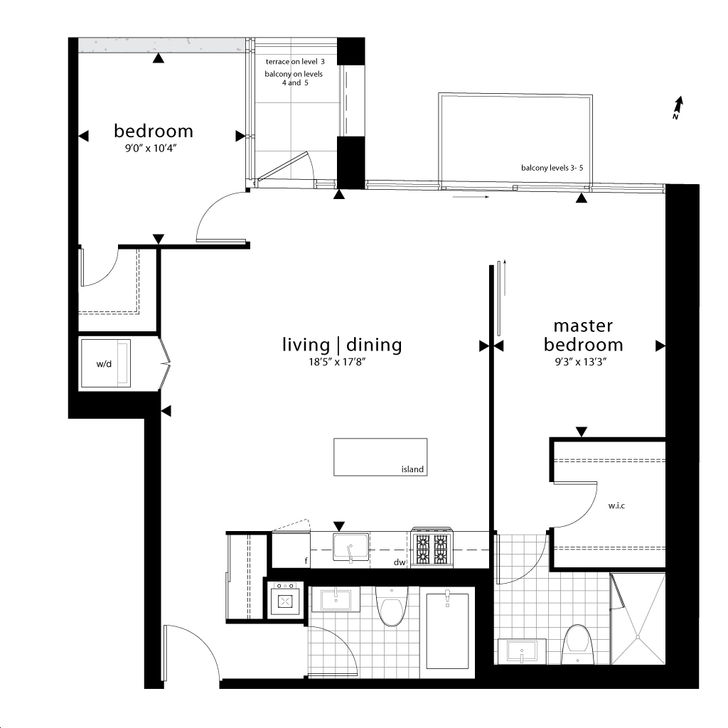 oneeleven Condos by Harhay |Front Floorplan 2 bed & 2 bath