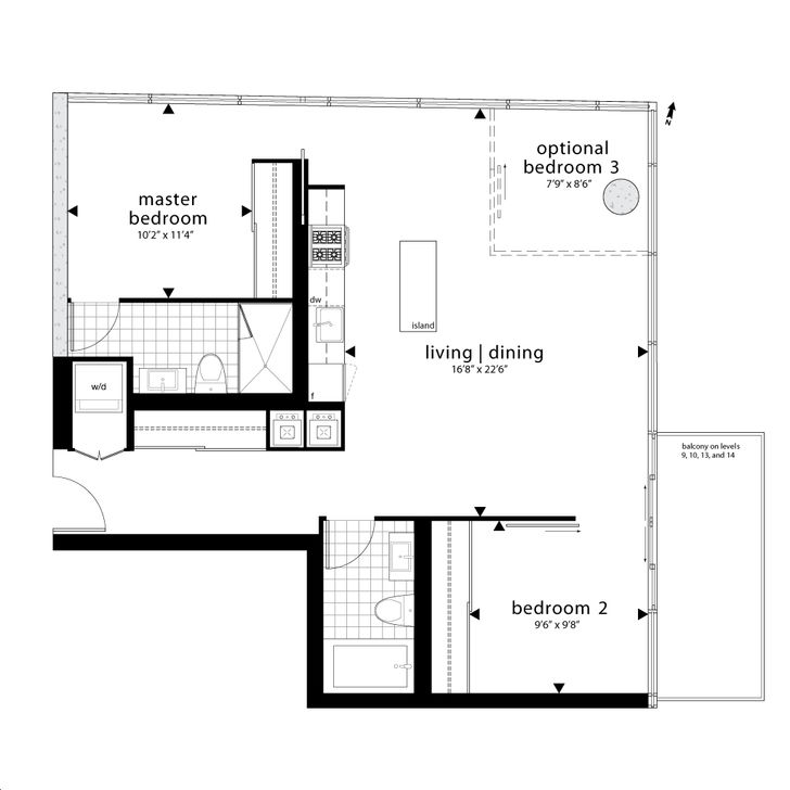 oneeleven Condos by Harhay |Robinson Floorplan 2 bed & 2 bath